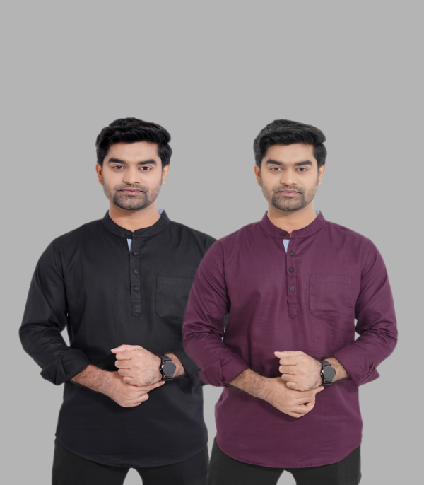 Herringbone Fabrics Premium Quality Katua's - Purple & Black
