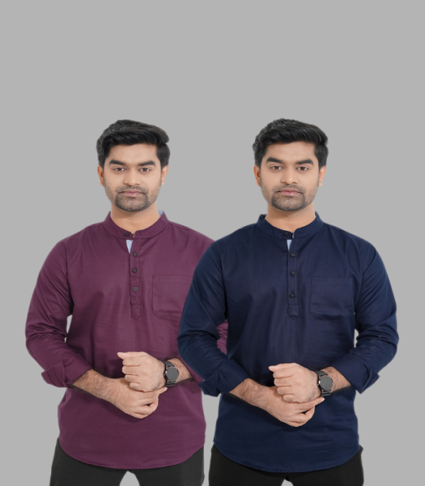Herringbone Fabrics Premium Quality Katua's - Purple & Navy