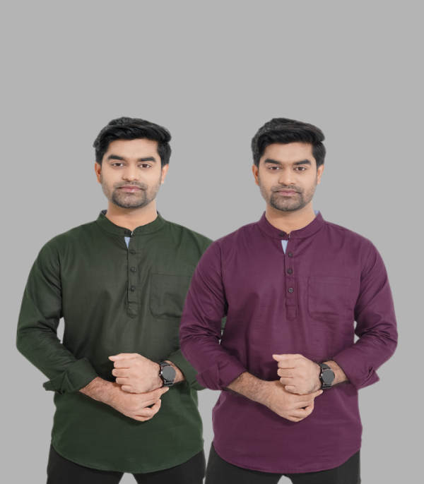 Premium Herringbone Fabric Katua – Purple & Green