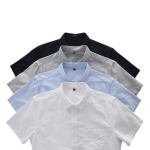 Premium Oxford Cotton Short Sleeve Shirt – Ash, Black, White & Sky