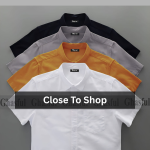 Premium Oxford Cotton Short Sleeve Shirt – White, Kathali, Ash & Black