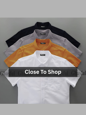 Premium Oxford Cotton Short Sleeve Shirt – White, Kathali, Ash & Black