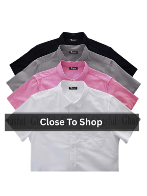 Premium Oxford Cotton Short Sleeve Shirt – White, Black, Ash & Sweet